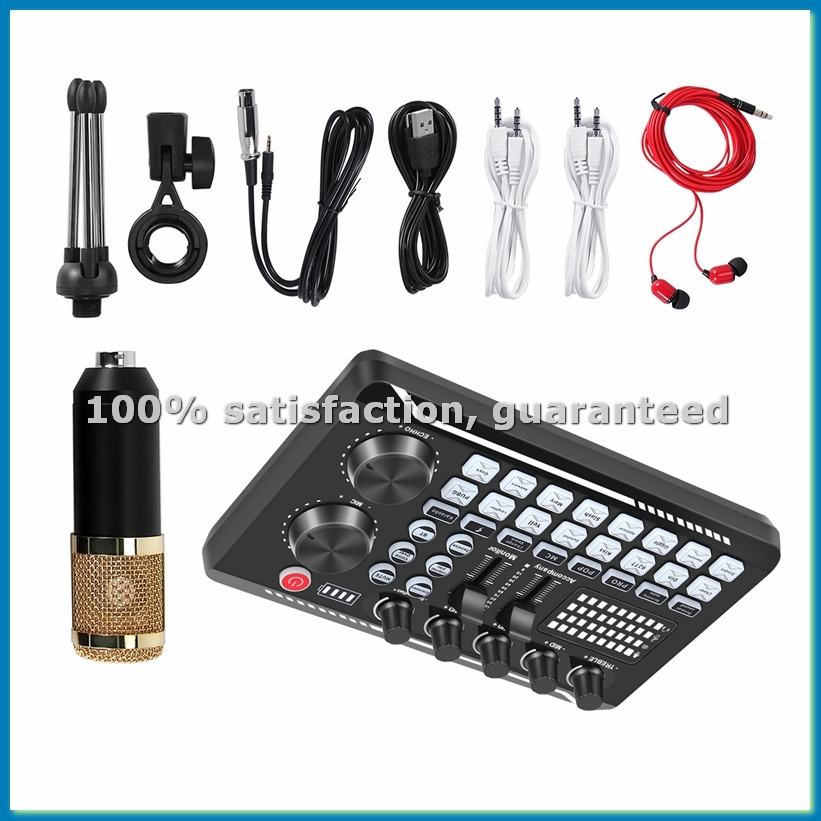 Streaming Mic Condenser - Kit de carte son F998, kit